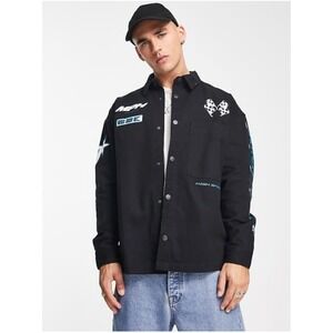 Bershka Men's XS Denim Black  Moto Cross‎ Shirt